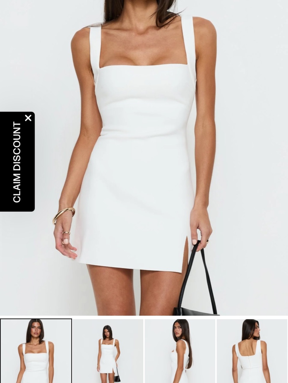 Princess Polly White Square-Neck Mini Dress